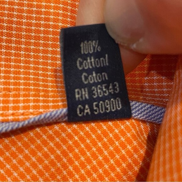 Tommy Hilfiger Slim Fit Orange 100% Cotton Button Down Shirt Size 16.5 - Picture 14 of 15